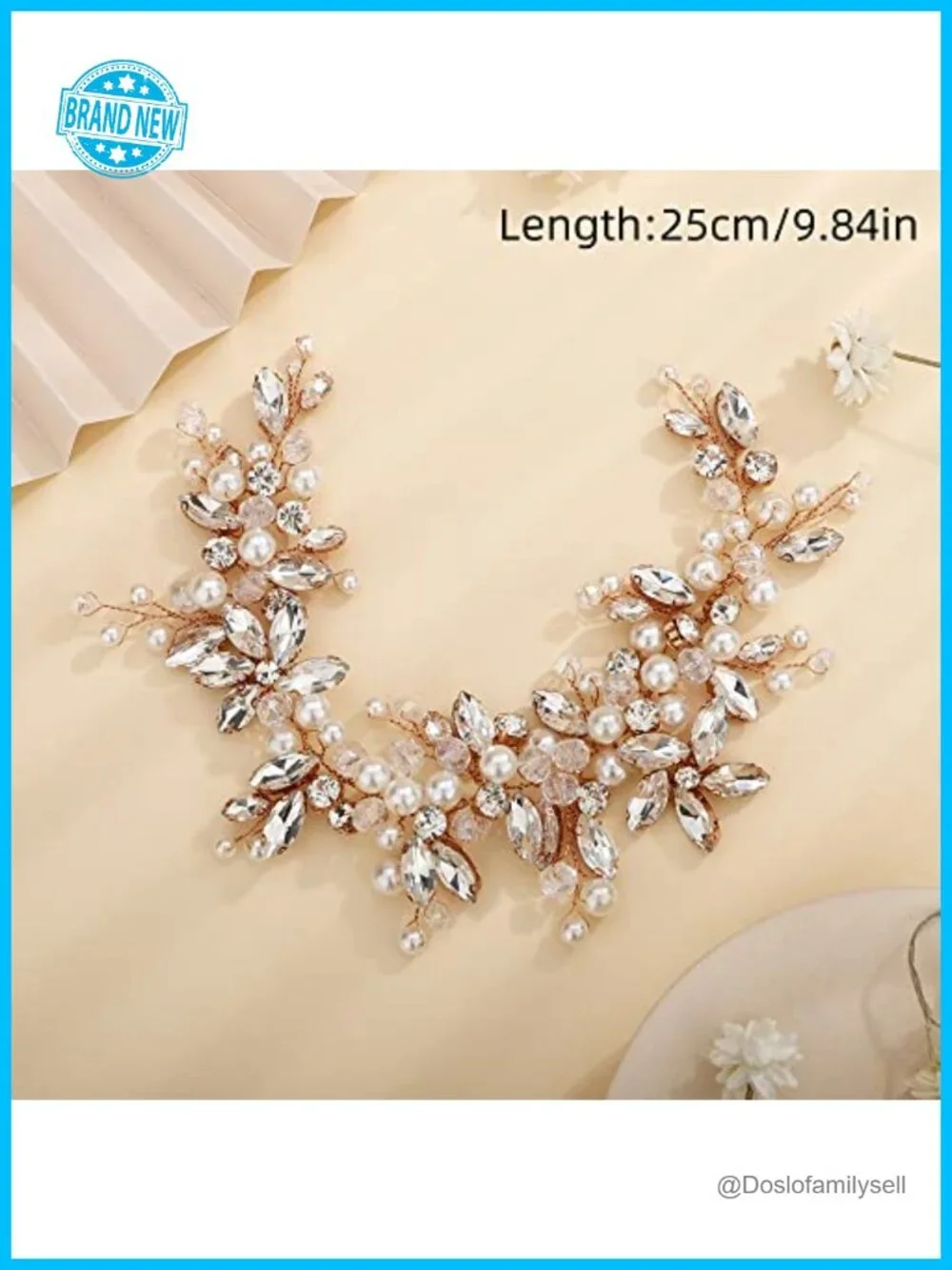 Dainty Rhinestone Crystal Pearl Headband Hair Vine Bridal Headpiece